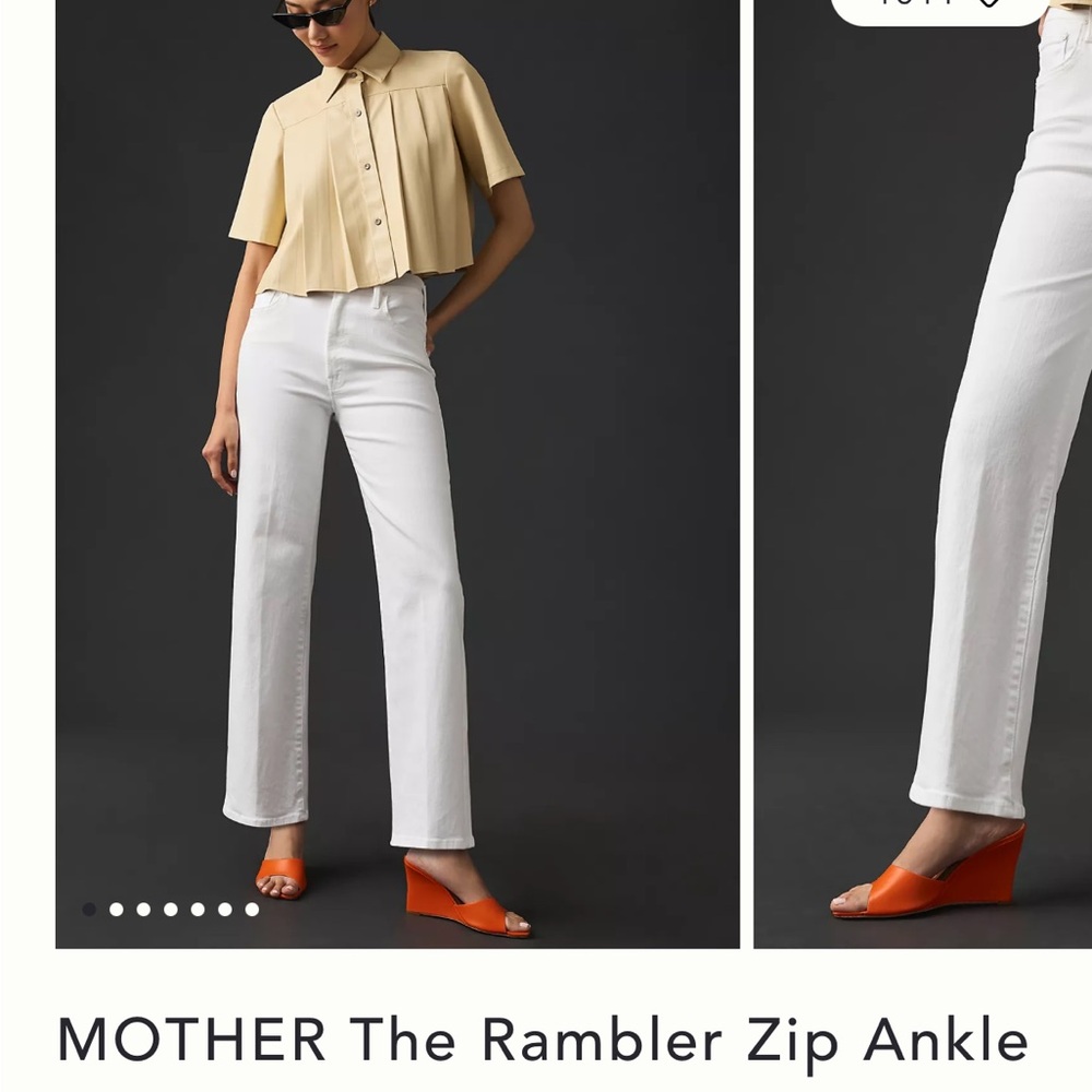 MOTHER The Rambler Zip Ankle Cream Jeans